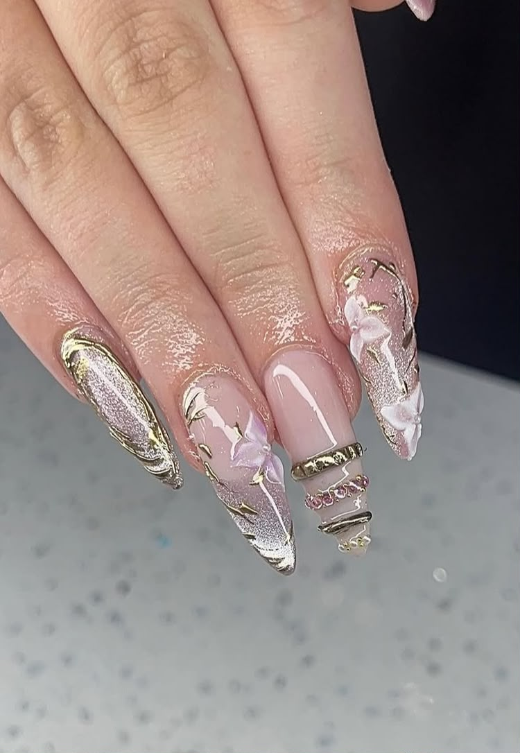 Gold chrome florals