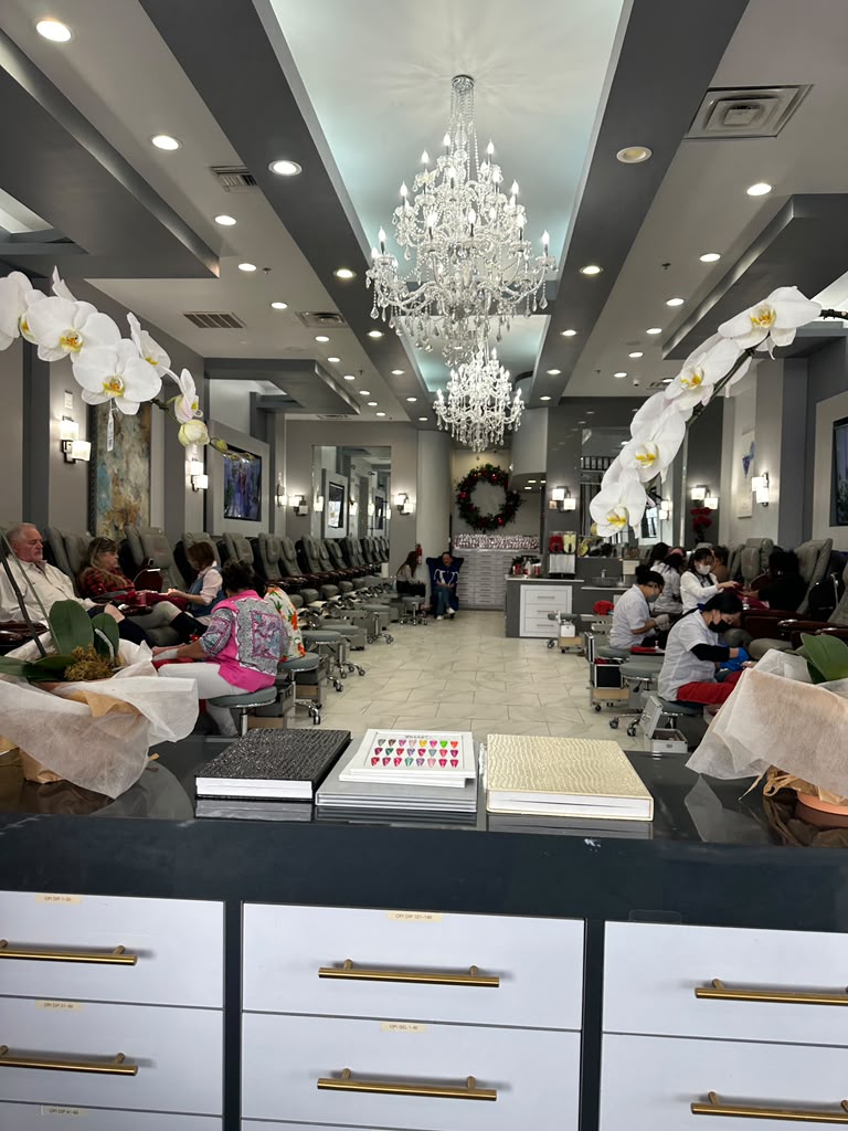 Salon front desk and pedicure lounge